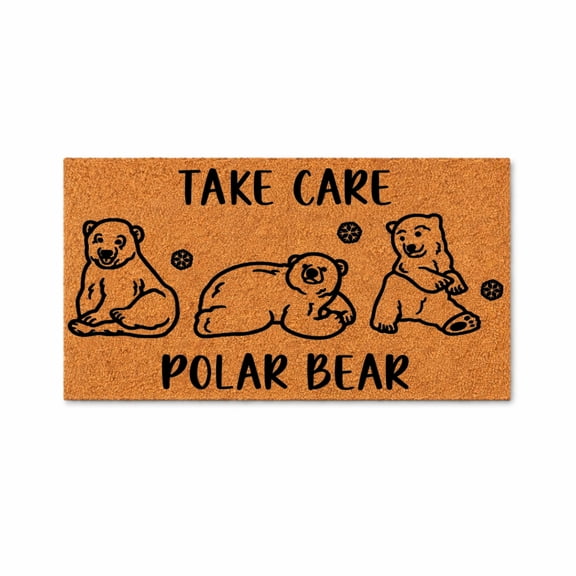 Take Care Polar Bear Doormat, Cute Bear Illustration, Welcome Entryway Mat, Front Porch Rug, Home Decor Gift 5580 (16x24 inches) 5580