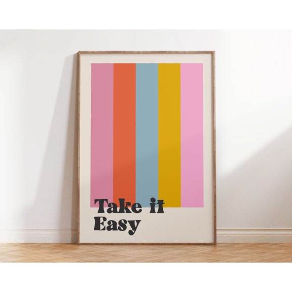 Take It Easy Groovy Poster, Unframed Paper Poster 8x10in