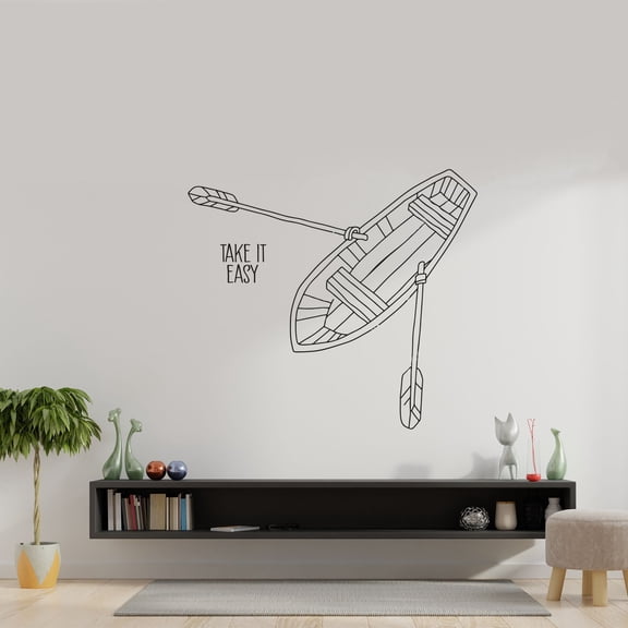 Take It Easy Life Quote Sailing Sailor Sail Boat Ocean Sea Silhouette Vinyl Design Wall Sticker Wall Art Wall Decal Boy Girl Kid Room Bedroom Sailor Home Decor Stickers Decoration Size (10x10 inch)