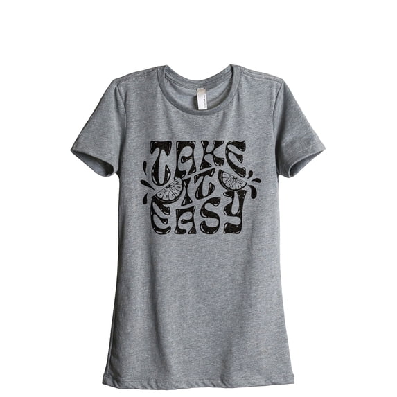 Take It Easy Women's Fashion Relaxed T-Shirt Tee Heather Grey X-Large