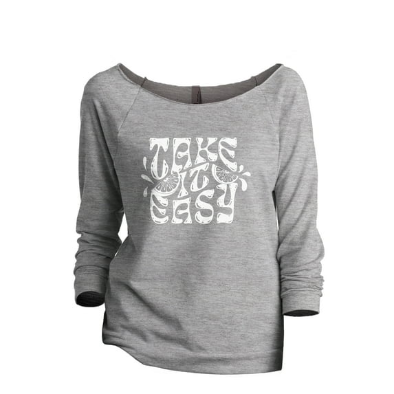Take It Easy Women's Fashion Slouchy 3/4 Sleeves Raglan Lightweight Sweatshirt Sport Grey 2X-Large