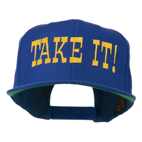 Take It Embroidered Flat Bill Cap - Royal OSFM