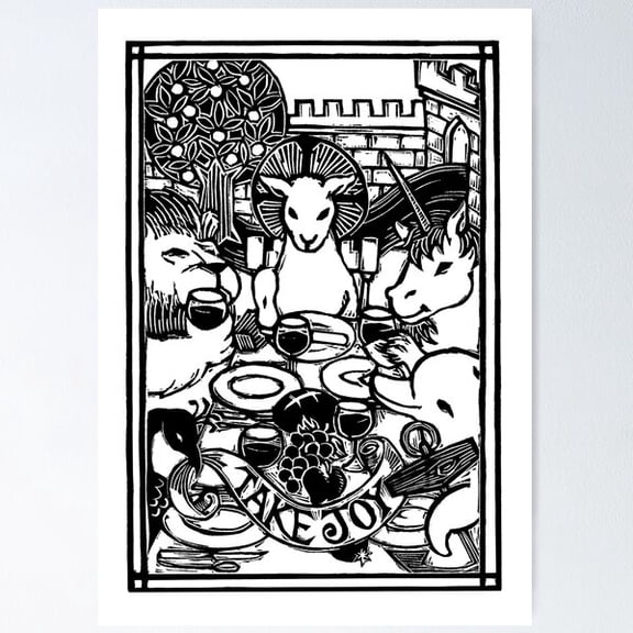 Take Joy Animals Feasting Poster, Poster Only