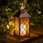 Take Me 11" Bronze Solar Lantern Outdoor Garden Hanging Lantern Waterproof LED Plastic Garden Flickering Flameless Candle Mission Lights for Table,Outdoor,Party