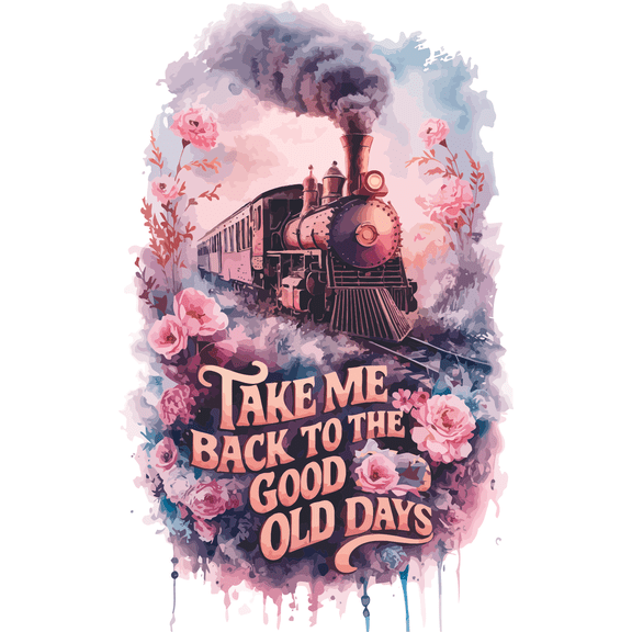 Take Me Back Good Old Days Train Track Life Quote Quotes Wall Art Sticker Designs Vinyl Stickers For Home House Nursery Playroom Garage Walls Rooms Windows Bedroom Decoration Size (16x20 inch)