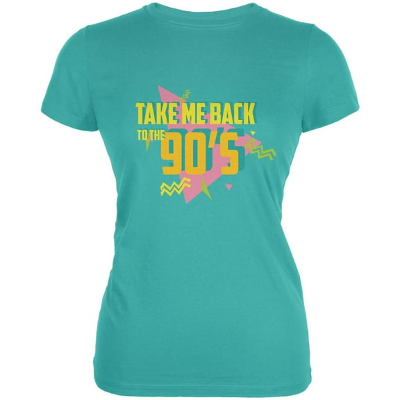 Take Me Back To The 90s Teal Juniors Soft T-Shirt - Small