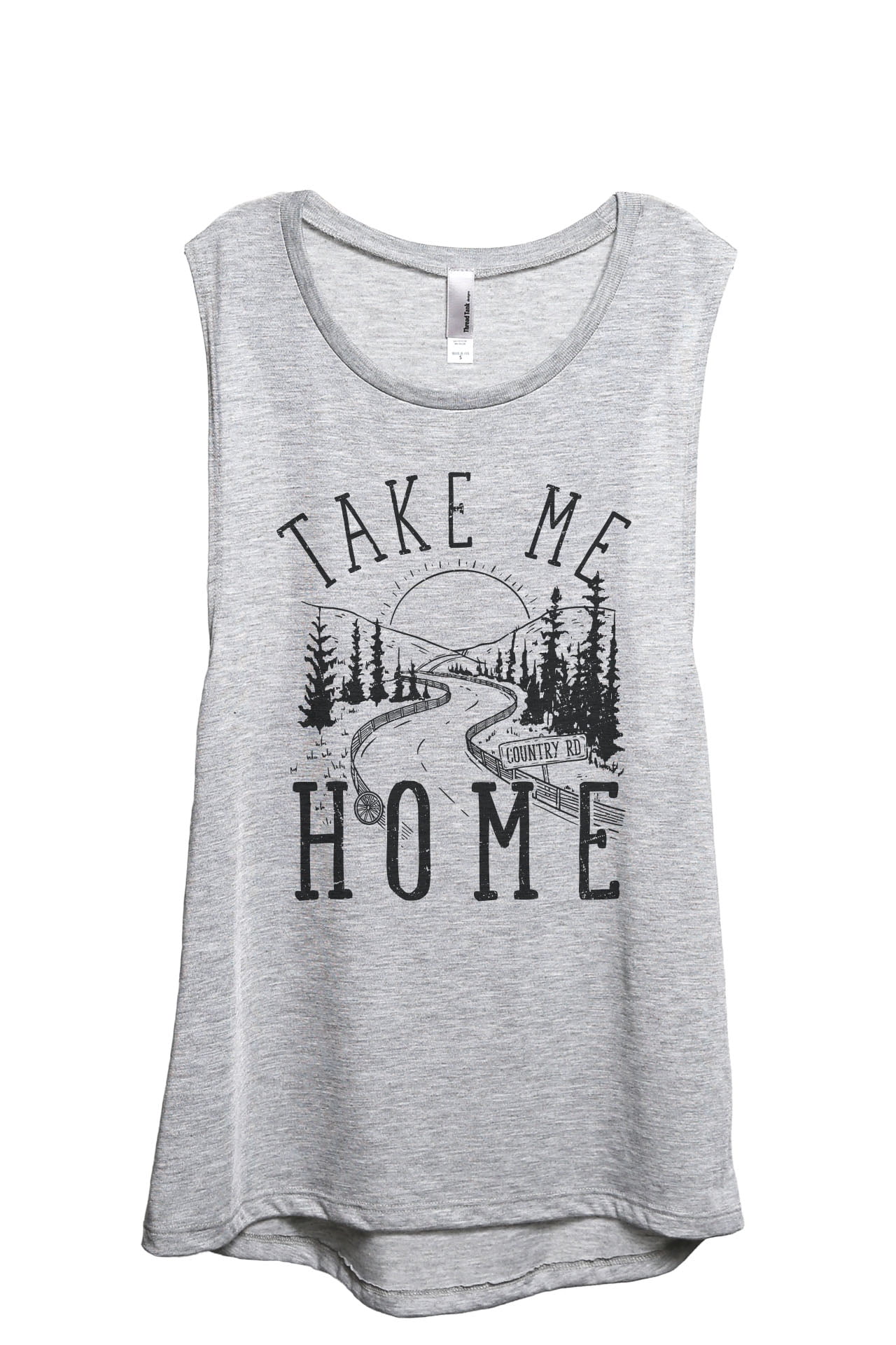 Take Me Home Country Road Women's Fashion Sleeveless Muscle Workout Yoga  Tank Top Sport Grey Small