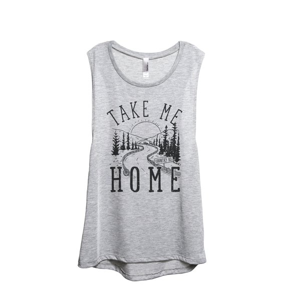 Take Me Home Country Road Women's Fashion Sleeveless Muscle Workout Yoga Tank Top Sport Grey X-Large