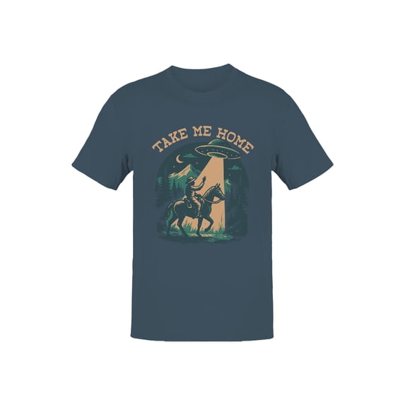 Take Me Home UFO Cowboy Design Men's T-shirt