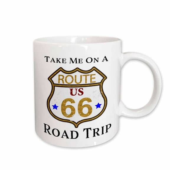 3drose, Take Me on a Road Trip - Route Us 66 Graphic Image, 11oz Mug