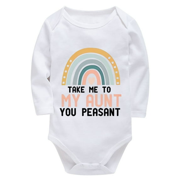 Take Me To My Aunt You Peasant Summer Romper Baby Long Sleeve Baby Girls Rompers White 3-6 Month Boy Rompers