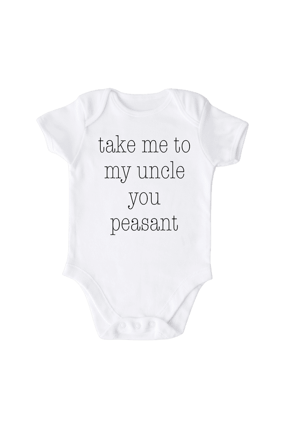 Take Me To My Uncle Baby Bodysuit, Newborn Outfit, Baby Clothes, GiftforChildren 0-3m White