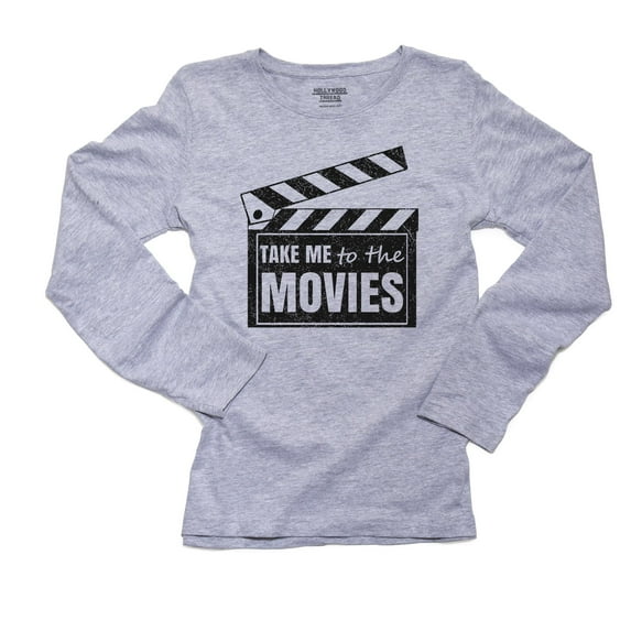 Take Me To The Movies - Classic Clapperboard Women's Long Sleeve Grey T-Shirt