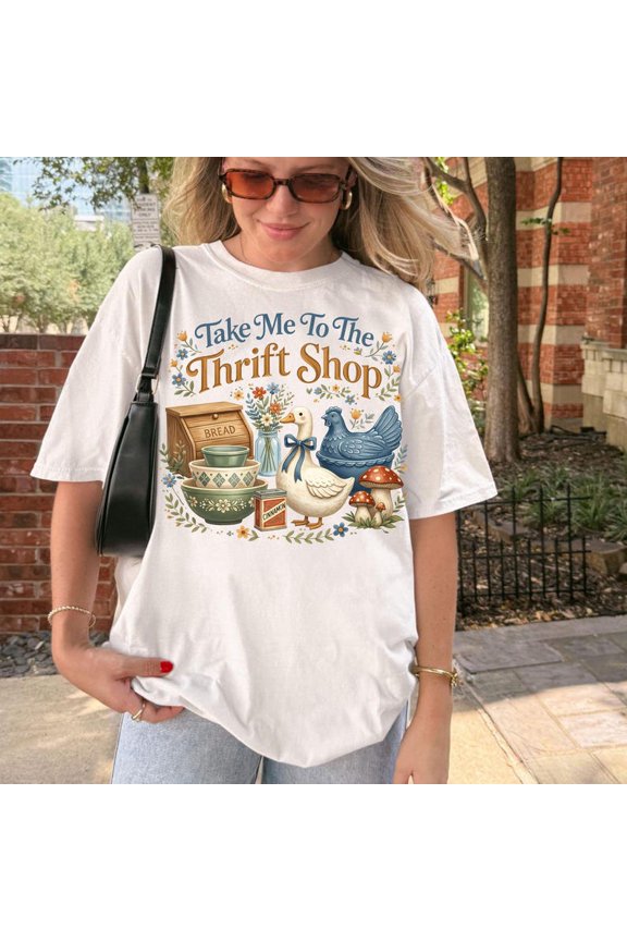 Take Me To The Thrift Shop Shirt Vintage Cottagecore Graphic Comfort Colors Unisex Cotton T-Shirt, Size S-3XL