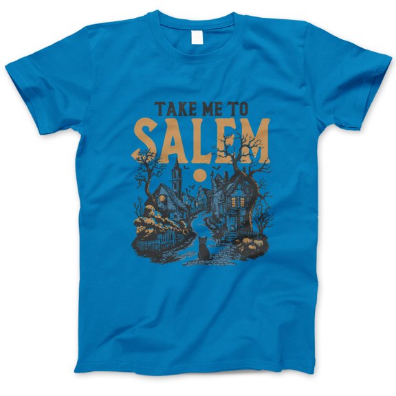 Take Me to Salem Halloween T-Shirt, Witchy Gothic Village Graphic Tee, Spooky Season Shirt with Cat, Witchcraft Aesthetic Fall Outfit