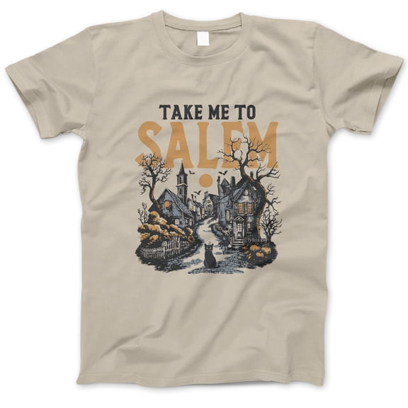Take Me to Salem Halloween T-Shirt, Witchy Gothic Village Graphic Tee, Spooky Season Shirt with Cat, Witchcraft Aesthetic Fall Outfit