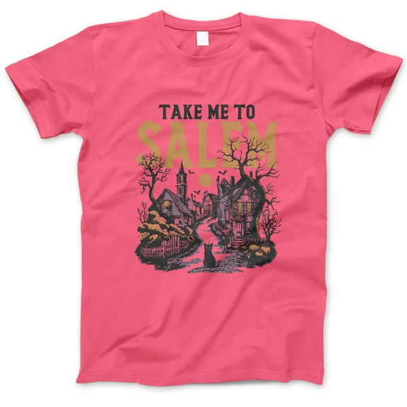 Take Me to Salem Halloween T-Shirt, Witchy Gothic Village Graphic Tee, Spooky Season Shirt with Cat, Witchcraft Aesthetic Fall Outfit
