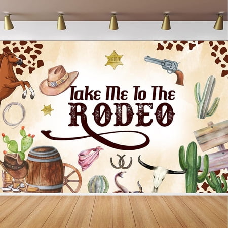 Take Me to The Rodeo Backdrop Western Cowboy First Birthday Background Wild West Cowboy Birthday Party Decorations Banner Supplies Photo Booth Props