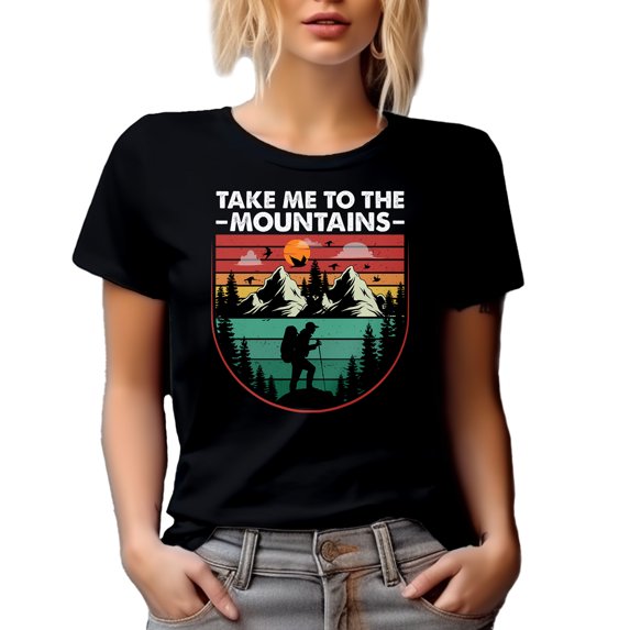 Take Me to the Mountains - Hiker, Mountaineer, or Mountain Climber, Black T-Shirt, 2XL