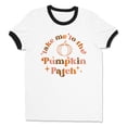 thumbnail image 1 of Take Me to the Pumpkin Patch Ringer Tee Shirt Unisex Large White/Black, 1 of 5