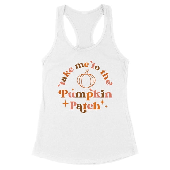Take Me to the Pumpkin Patch Tank Top Fitted Racerback Women's Large White