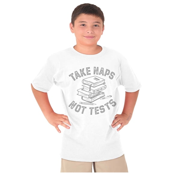 Take Naps Not Tests Sleepy Nerdy Gym Crewneck T Shirts Boy Girl Teen Brisco Brands X
