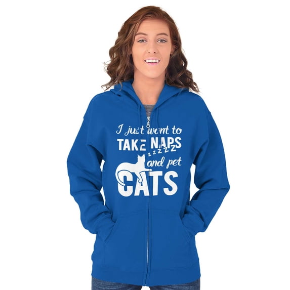 Take Naps and Pet Cats Funny Cute Womens Plus Size Graphic Zipper Hoodie Brisco Brands 4X