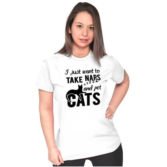 Take Naps and Pet Cats Funny Cute Womens Slim Fit Graphic Tee Brisco Brands S