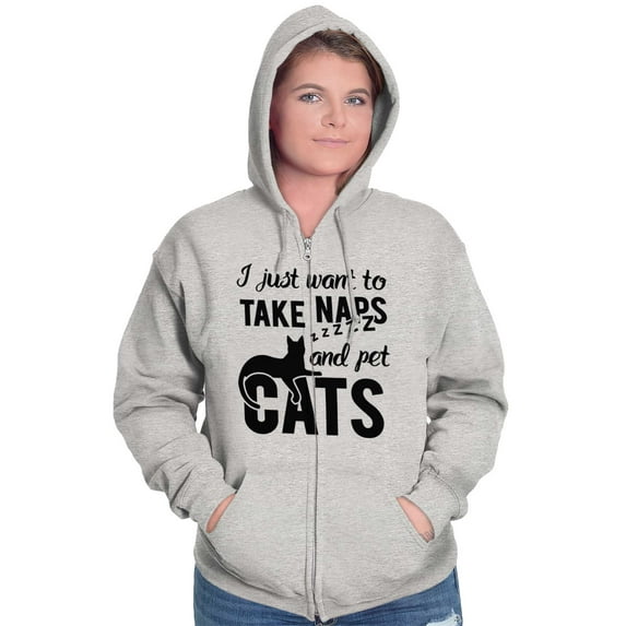 Take Naps and Pet Cats Funny Cute Zip Hoodie Sweatshirt Women Brisco Brands X