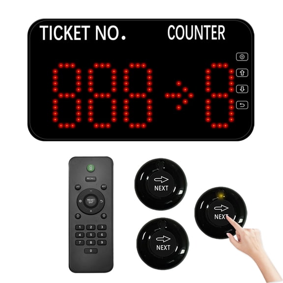 Queue Calling System Wireless Take a Number System with LED Number Counter Display and 3 Call Buttons for Restaurant, Hospital, Clinic, Bank, Food Truck Waiting Line Management