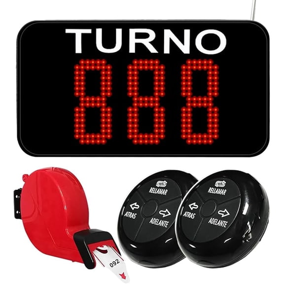 Take a Number System Queue Wireless Calling System Spanish with 1 TURNO Display 2 NEXT Call Button 1 Ticket Dispenser 3-Digit Ticket Roll for Restaurant Hospital Clinic Bank Waiting