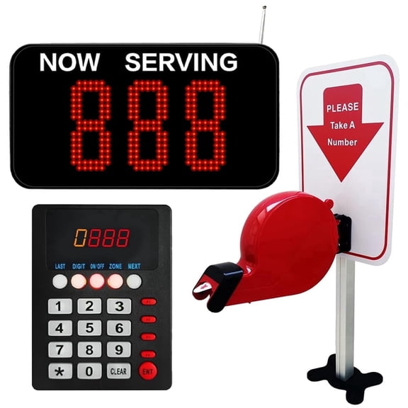 KOQICALL Take a Number Queue Call System with Ticket Dispenser, 3‑Digit Display, 1 Keypad for Medical Clinic, Restaurant, Hospital, Bank