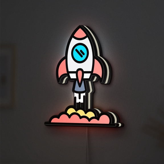 Take Off LED Lightbox - Spaceship Rocket Launch Discovery Decor, Custom Led Sign for Home Office Shop Decor (Width 24 inch, 60cm)