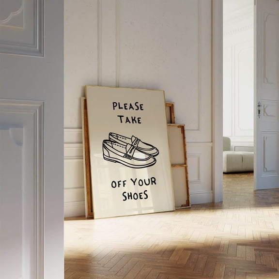 Take Off Your Shoes Minimalist Home Decor Trendy Entryway Sign Modern Mudroom Wall Art Unframed Paper Print