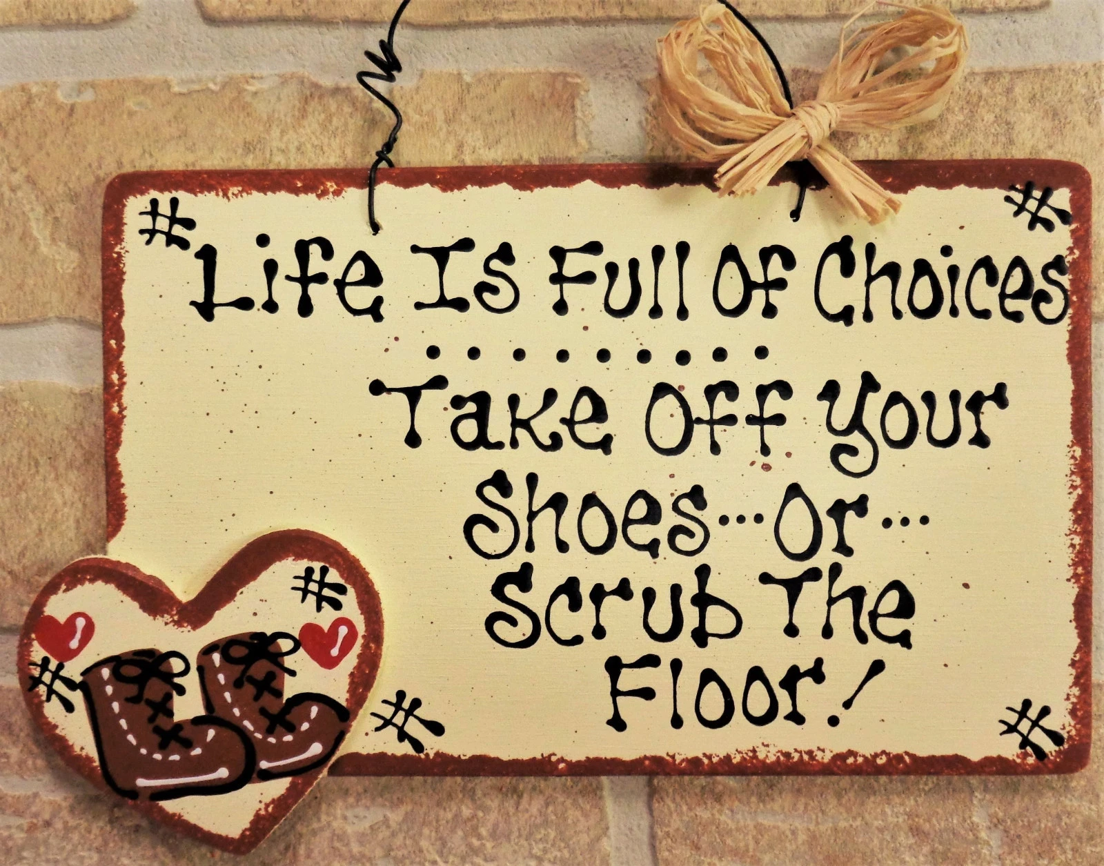 Take Off Your Shoes Or Scrub Floor Sign Remove Wall Art Hanger Wood ...
