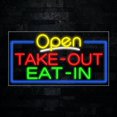 thumbnail image 1 of Take Out Eat In LED Neon Sign 33"L x 18"H #35876, 1 of 3