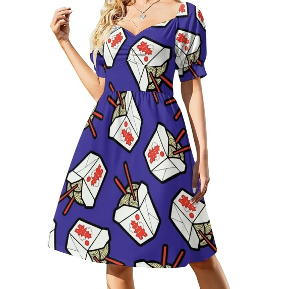 Take-Out Noodles Box Pattern Sleeveless Dress clothes