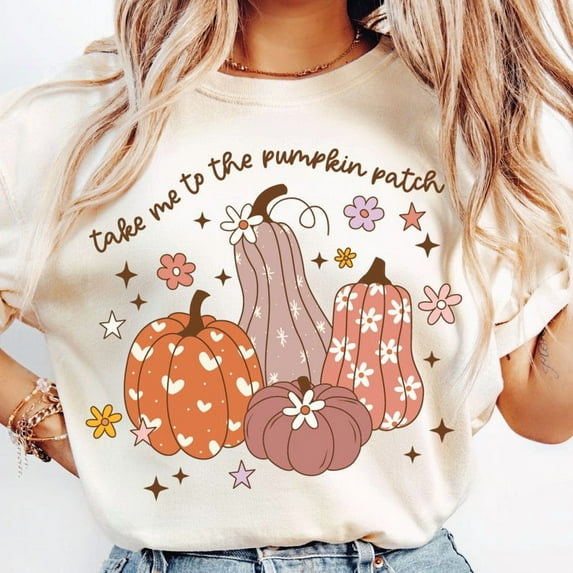 Take Me To The Pumpkin Patch Shirt Fall Floral Pumpkin Shirt , Fall Vibes Shirt , Autumn Leaves Pumpkin Shirt , Pumpkin Season Shirt ,Autumn Shirt Design
