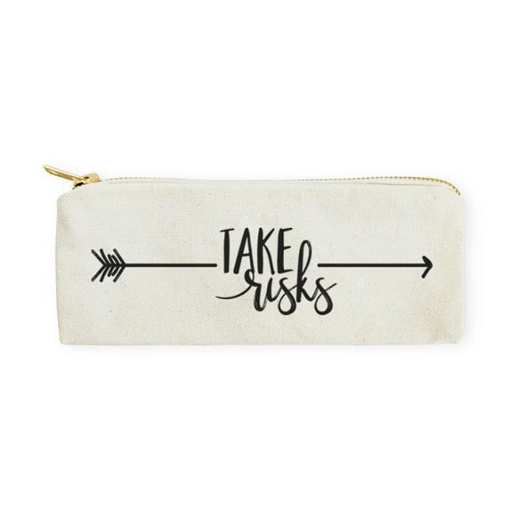 Take Risks Cotton Canvas Pencil Case and Travel Pouch