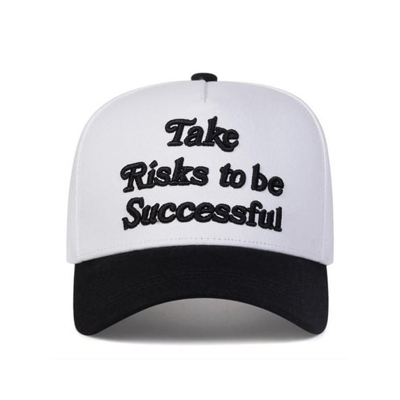Take Risks to be Successful Letter Embroidery Trucker Hat, Casual Outdoor Sports Hat for Men & Women, Adjustable Sun Protection Cap for Daily Wear