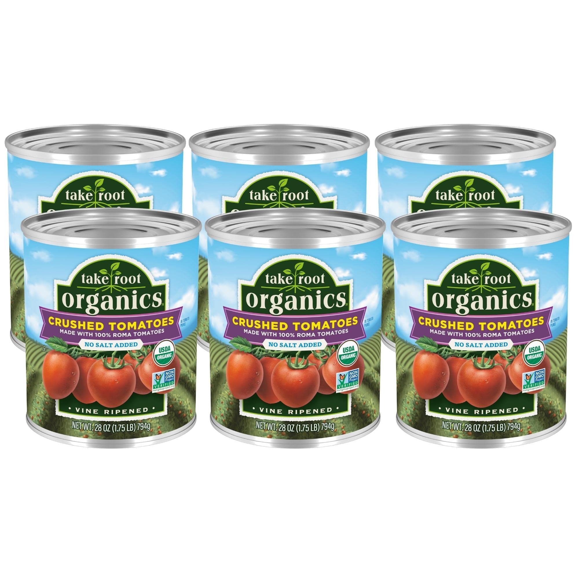 Take Root Organics Crushed Tomatoes, No Salt Added, 28 Ounce, Pack of 6