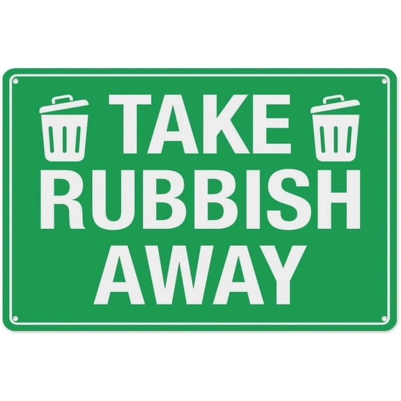 Take Rubbish Away Sign 8"x12", Aluminum Tin Warning Signs for Home Outdoor Garden, High-Visibility Waste Sign for Campground