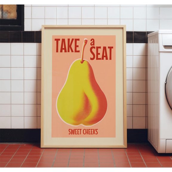 Take Seat Sweet Cheeks Retro Artistic Decorative Design Statement Accent Interior Portrait Decor
