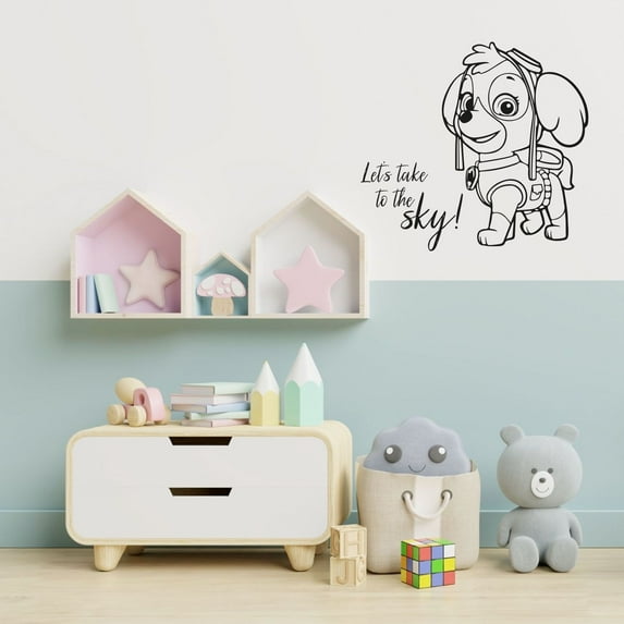 Let's Take To The Sky! - Paw Patrol Quotes Quote Cute Character Skye Vinyl Wall Art Wall Sticker Wall Decal Home Kids Room Study Room Boys Girls Room Wall Décoration Design Décor Size (22x30 inch)