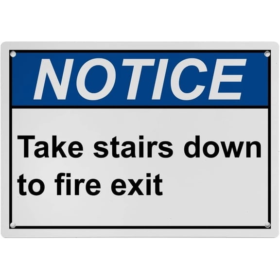 Take Stairs to Fire Exit Sign, Industrial Fire Exit Sign 8"x12" UV Resistant for Indoor Outdoor Workplace