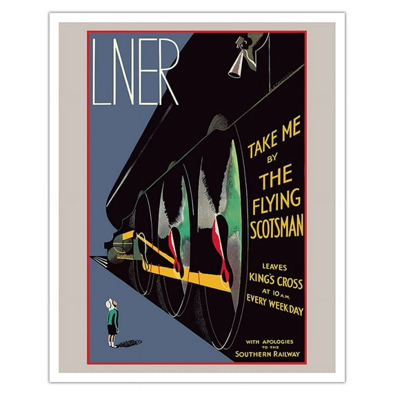 Take me by The Flying Scotsman - London & North Eastern Railway - Vintage Railroad Travel Poster by Alfred Reginald Thomson c.1932 - Fine Art Matte Paper Print (Unframed) 16x20in