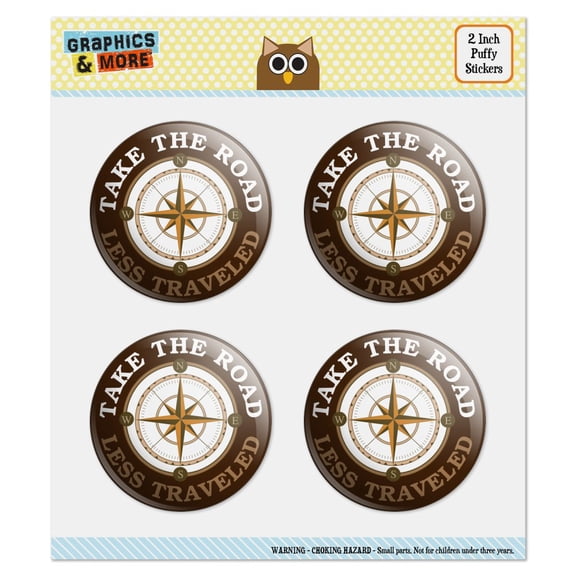 Take The Road Less Traveled Compass Puffy Bubble Dome Scrapbooking Crafting Sticker Set