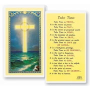 Take Time Laminated Catholic Prayer Holy Card with Prayer on Back, Pack of 25