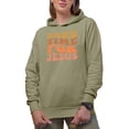 thumbnail image 1 of Take Time for Jesus, Quote About Spending Time with God, Groovy Retro Wavy Text Merch Gift, Sand Hooded Sweatshirt or Hoodie, Small, 1 of 5