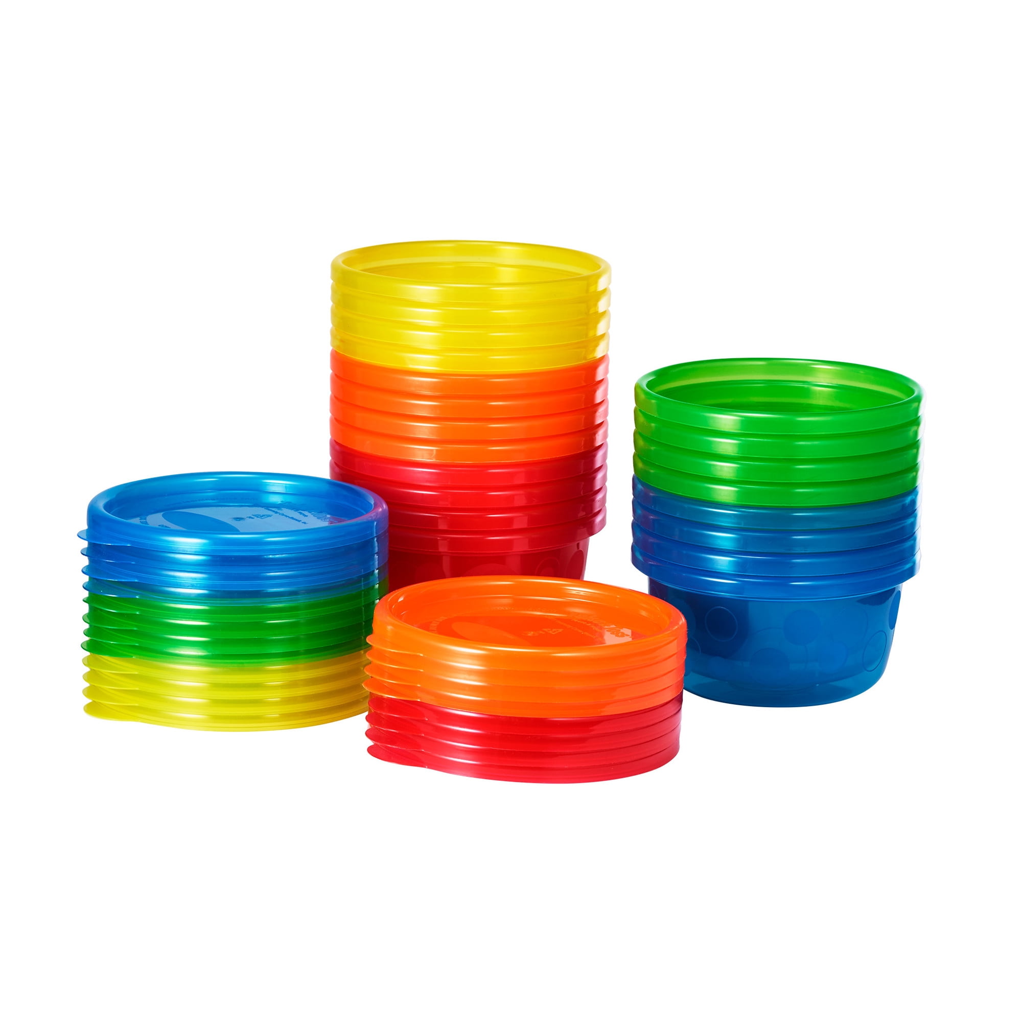 Multicolor BPA-Free Plastic Storage Bowls with Snap-On Lids - 20 Pack